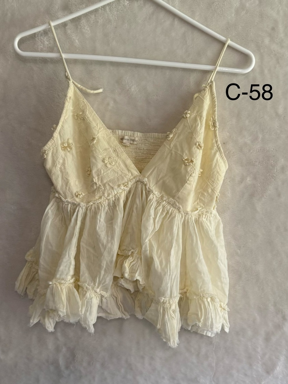 Delicate Cream Floral Tiered Cami Top